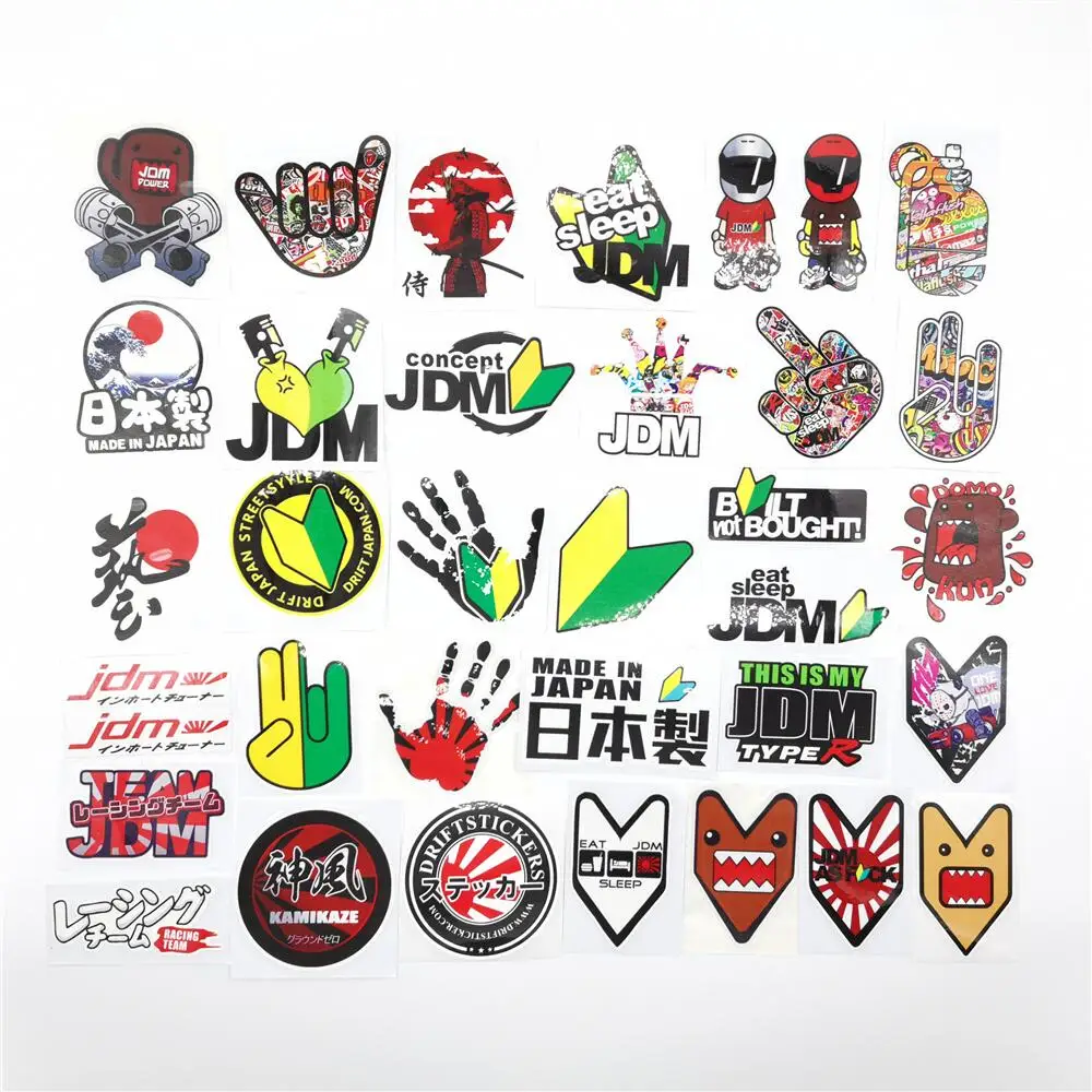 

High Quality Japanese JDM Racing Reflective Sticker Collection Vinyl Decals JDM Power Car Windshield Motorcycle Luggage Stickers