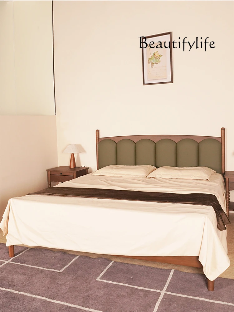 Кровать из массива дерева во французском китайском стиле 1 8 м Черная мягкая