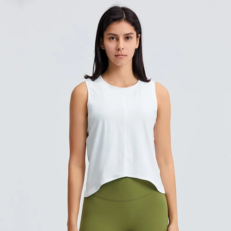 

Sexy Crop Top Fitness Yoga T -shirt Tank Cropped Breathable Sports Running Vest Loose Sleeveless Blouse Femme Gym Clothing Haut