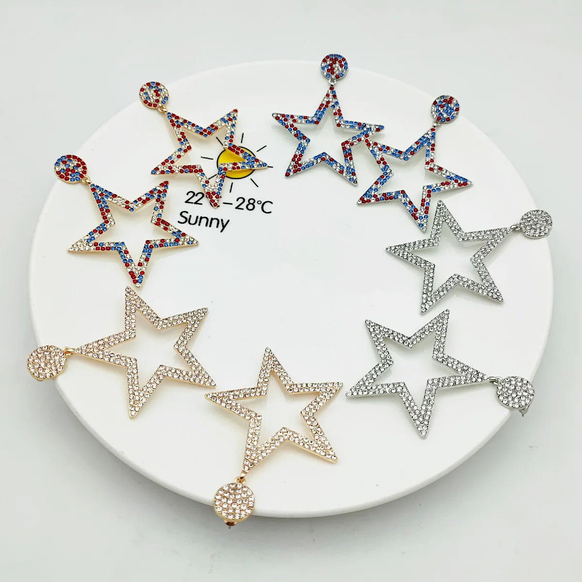 Серьги-подвески женские с цветными кристаллами и камнями