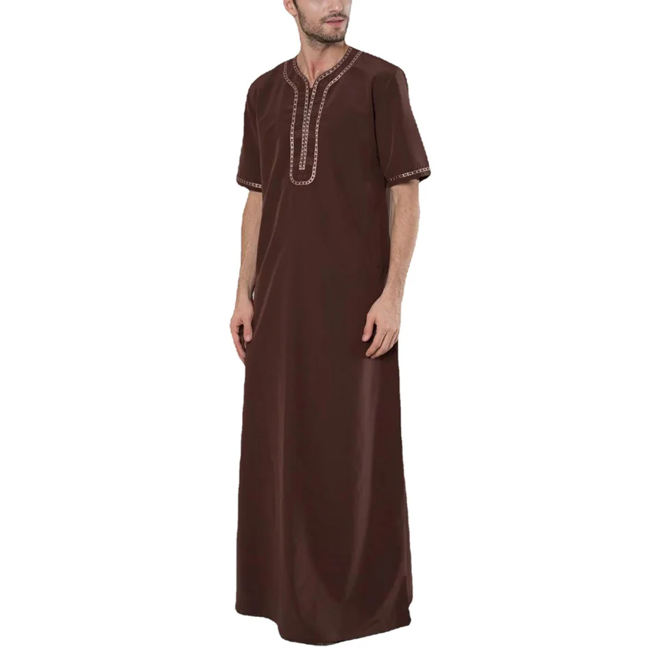 Muslim Men Clothing Abaya Islam Musulmane Pour Homme Kaftan Leisure Jubba Thobe Fashion Saudi Arabia Pakistan Dubai Islamic Robe