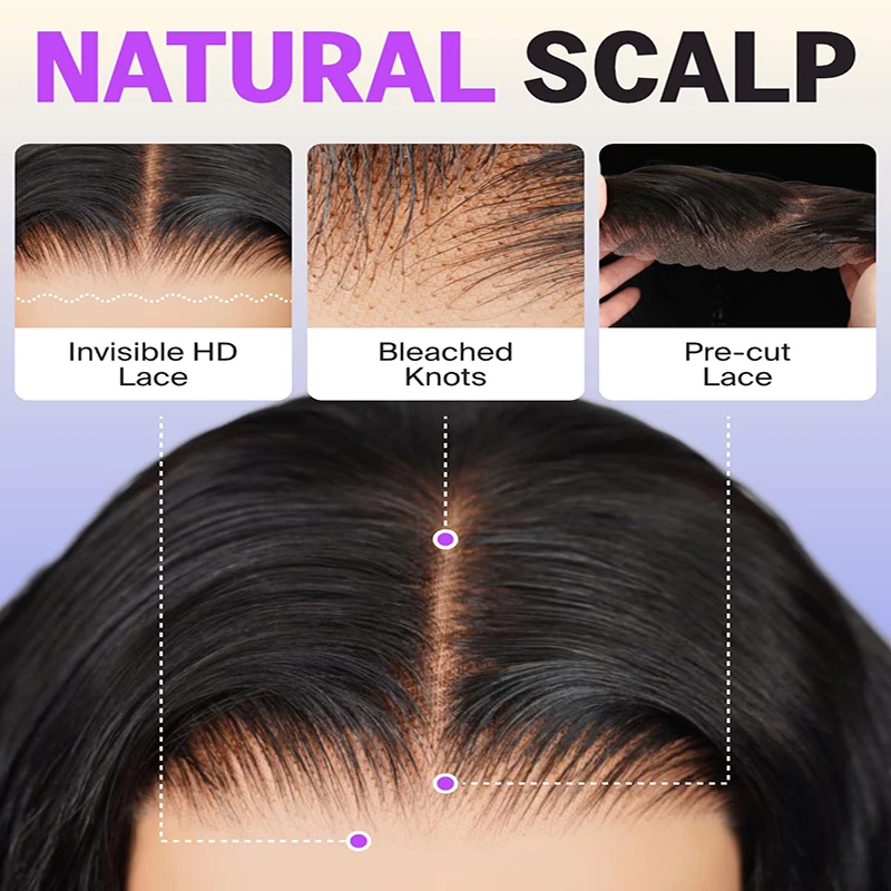 40-дюймовые бесклеевые парики из человеческих волос готовые к ношению 7x5 HD с