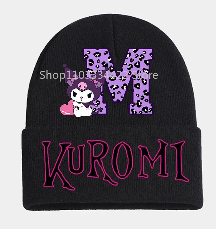 Лидер продаж шапка-бини Kuromi женская милая шапка с мультяшным принтом и буквами A-Z