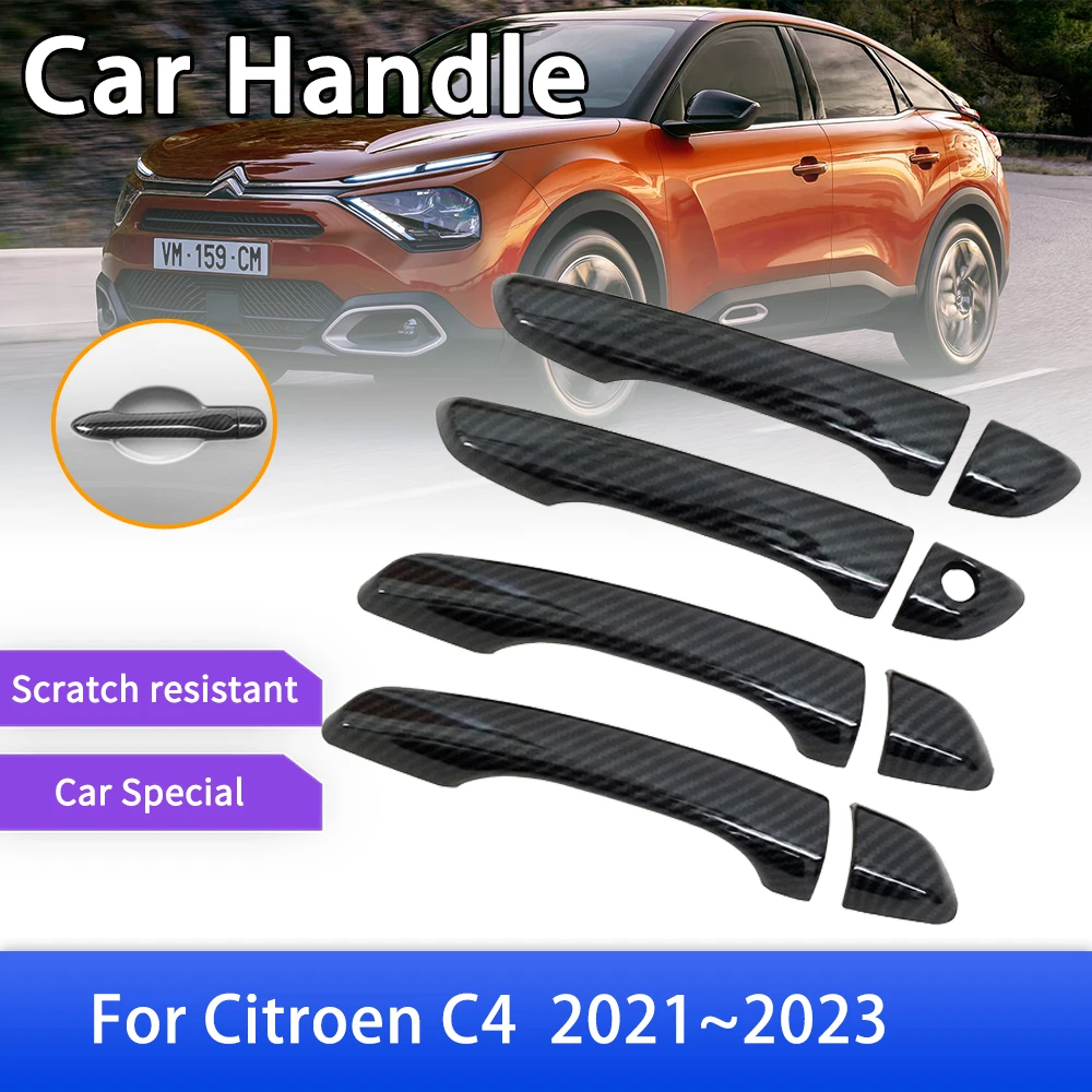 

Carbon Fiber Outer Door Handle Cover Trim for Citroen C4 MK3 2021 2022 2023 Car Protective Accessories Gadget Styling Stickers