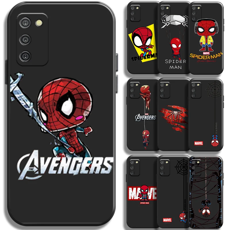 

Marvel Cartoon Spiderman For Samsung Galaxy A02 A02S Phone Case Liquid Silicon Funda Coque Carcasa Black Cover Shockproof Back