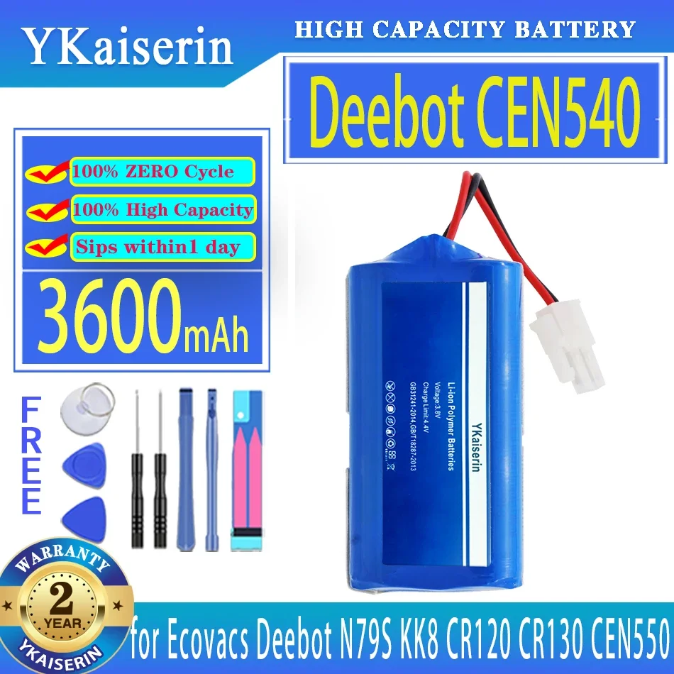 

Аккумулятор ykaisin 3600 мАч Для Ecovacs Deebot CEN550 CEN660 DL33 DL35 CEN640 CEN646 N79S KK8 CR120 CR130 V7 V7S