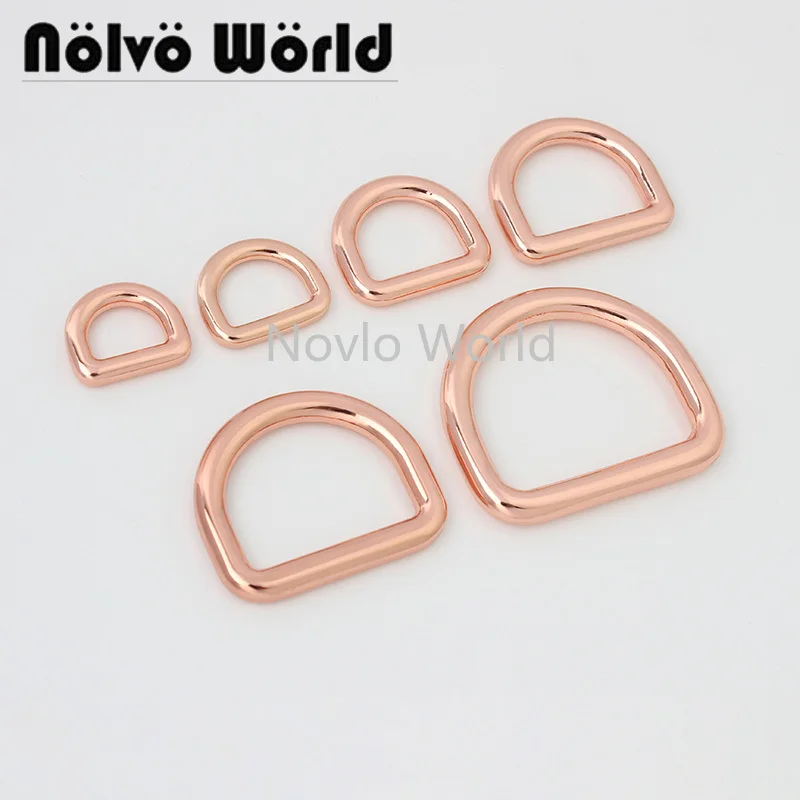

10-50 pieces 6 colors 6 size 10-13-15-19-25-30mm Rose gold welded d ring closed dee rings alloy round d ring for sewing parts