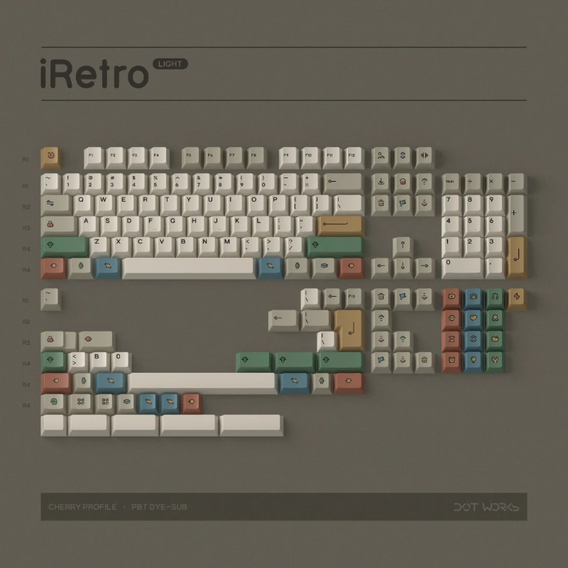 Набор колпачков для клавиш IRetro, PBT Cherry Profile, оригинальные колпачки для клавиш ручной работы на заказ, аксессуары для механической клавиатуры, подарок «сделай сам» (art.: 3920d36fda1da) - 3920d36fda1da