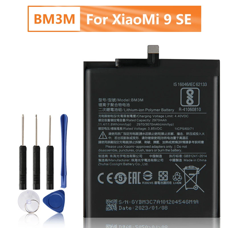 

Replacement Battery BM3M For XiaoMi Mi9 SE Mi 9 SE BM3M Replacement Phone Battery With Free Tools 3070mAh