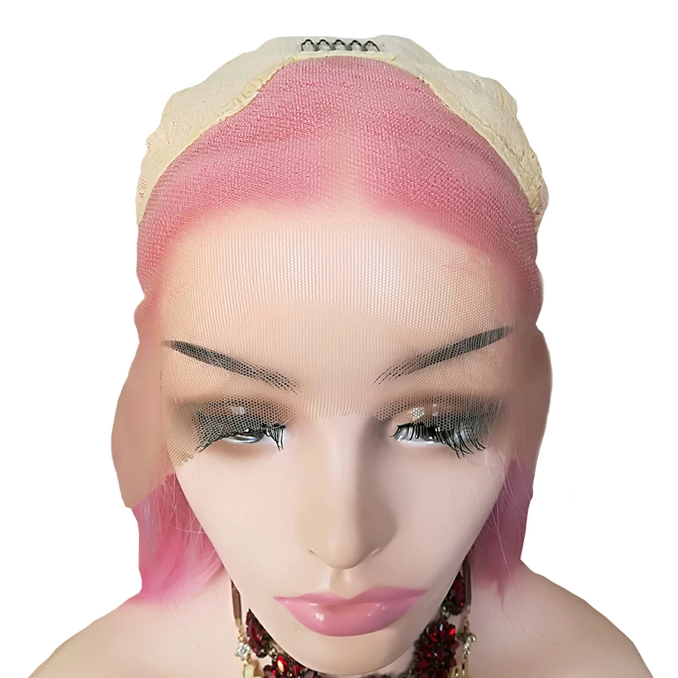 Perruque femme Pink Wig Water Wave Lace Frontal Wig Synthetic Wigs for Women Heat Resistant Fiber Natural Hairline  Cosplay