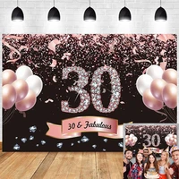 rose gold sweet 30th backdrop women happy birthday party men flower thirty photography background adult photo photocall banner