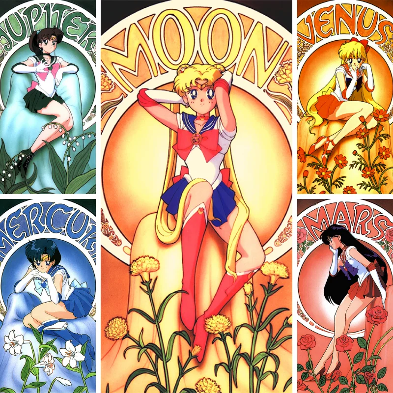 

DIY Sailor Moon 5D Diamond Painting Anime Girls Tools Kits Home Decorative Picture Gift Cartoon Mercury Mars Jupiter Venus Anime