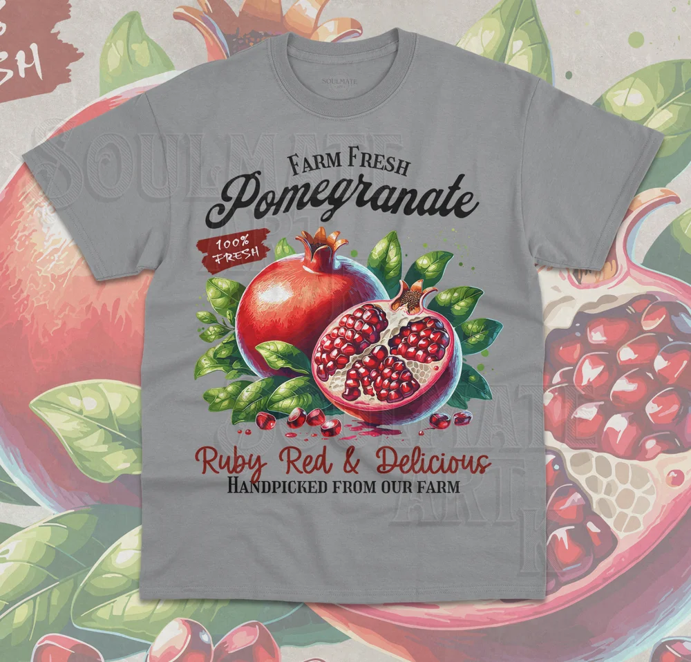 Футболка с гранатом в стиле ретро забавная фруктовая милая рубашка унисекс