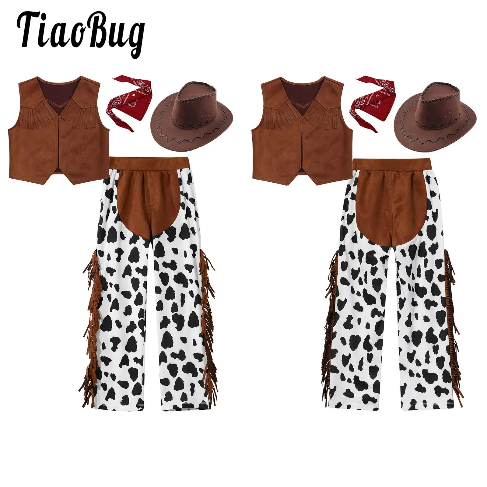 

Детский костюм для косплея на Хэллоуин в Западном ковбойском стиле для мальчиков и девочек, жилет без рукавов с бахромой, костюмы для ковбоев