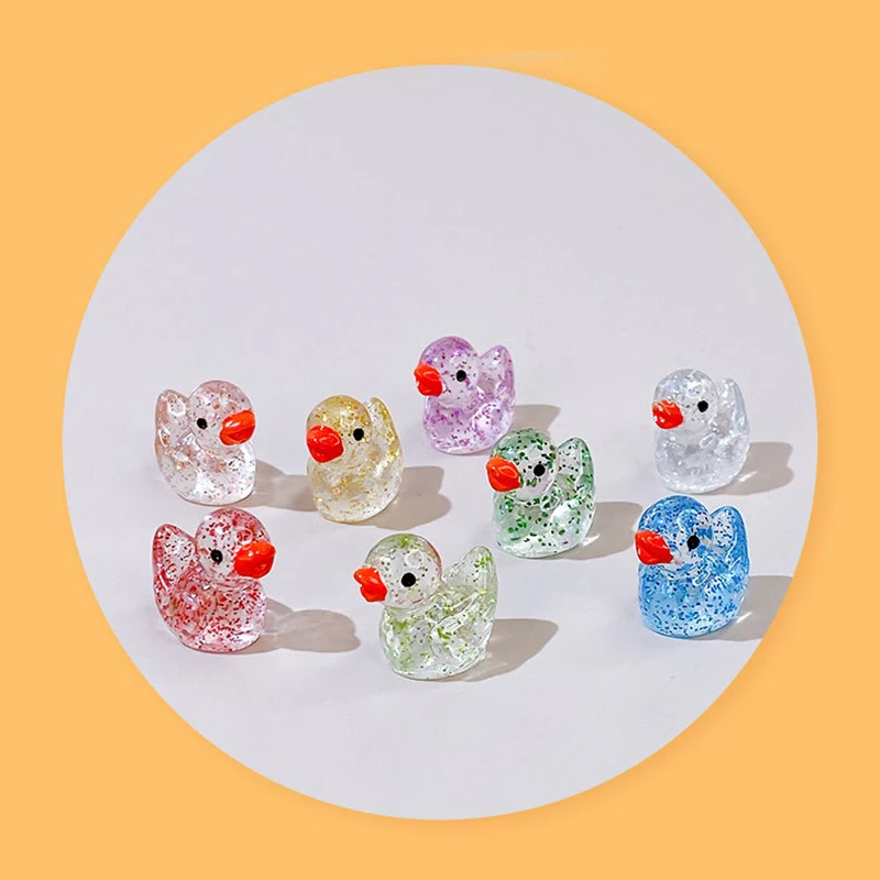 50Pcs Mixed Colors Luminous Mini Ducks Micro Landscape Figure Ornament DIY Glowing Statue Potted Garden Decoration