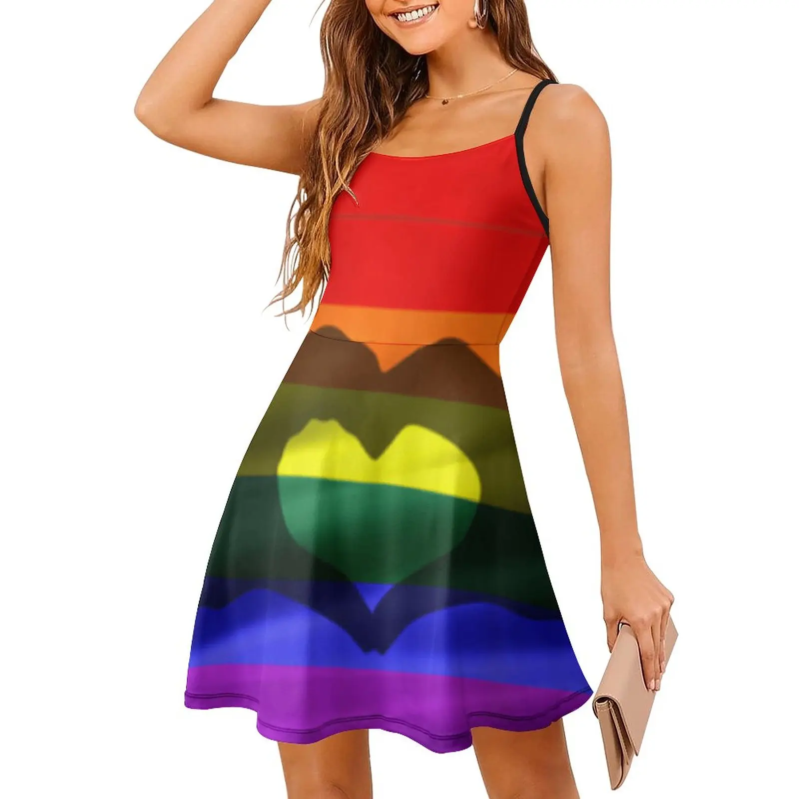 

Sexy Woman's Dress Suspender Dress LGBT Gay Pride Flag Gay Pride American Fla Women's Sling Dress Vintage Clubs Novelty