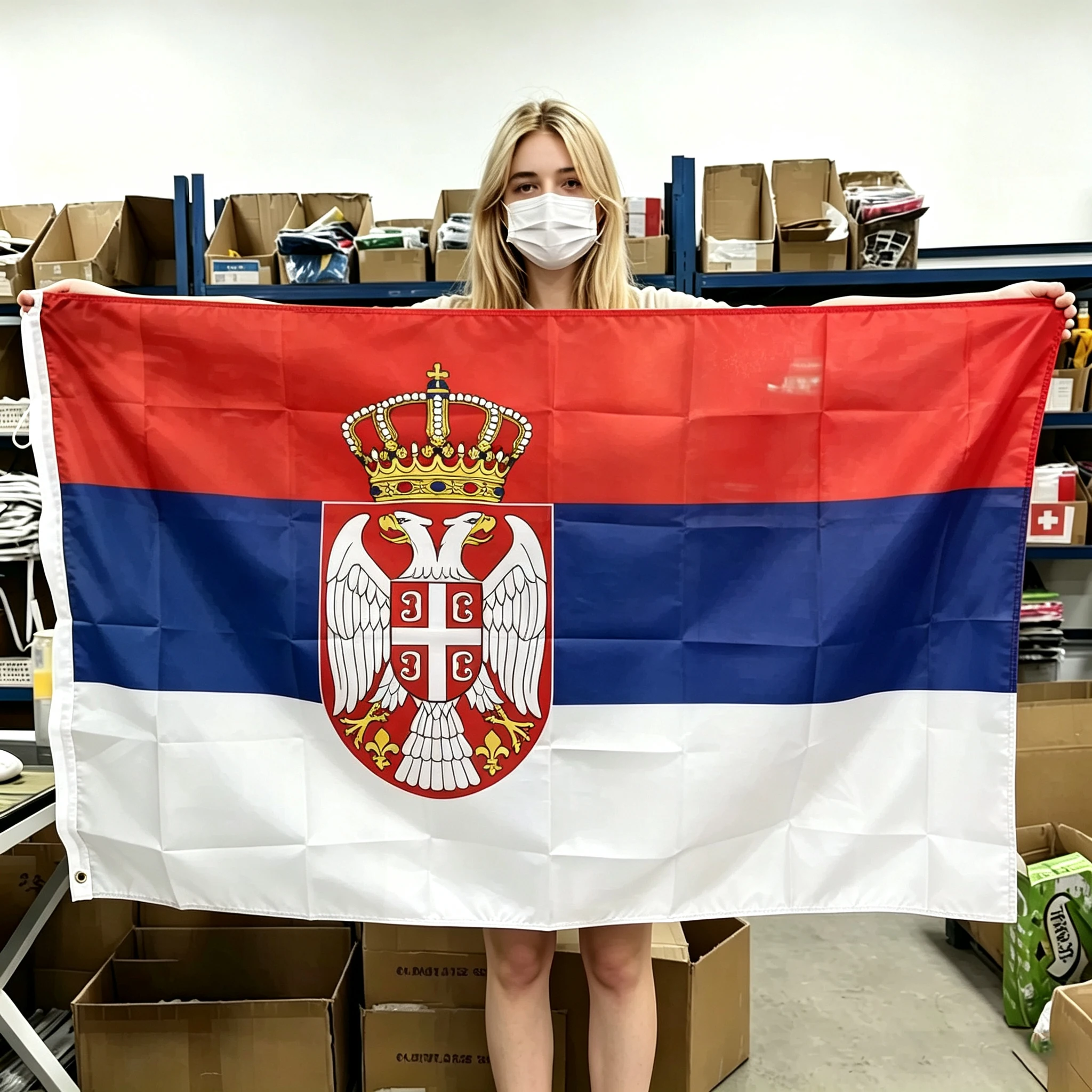 Фото Флаг Сербии, национальный гобелен из полиэстера с латунными люверсами для декора стен, размеры 60x90 см, 90x150 см, 120x180 см №1