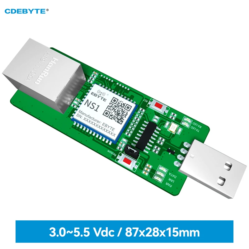 Плата тестового модуля CDEBYTE NS1-TB TTL с последовательным соединением к Ethernet RJ45