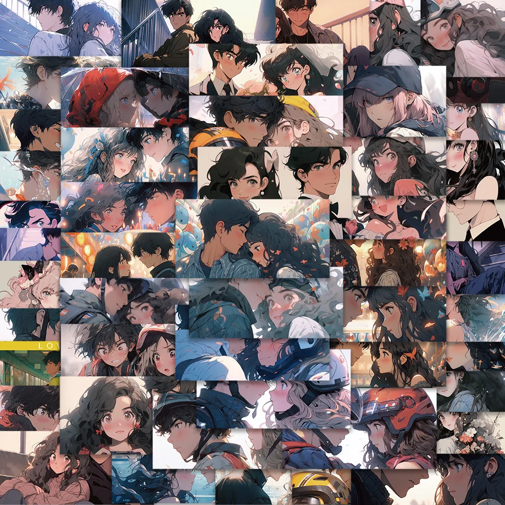 

10/50Pcs Sweet Couple Cartoon Avatar Sticker DIY Phone Laptop Luggage Suitcase Skateboard Graffiti Decals Fun for Kids Toy