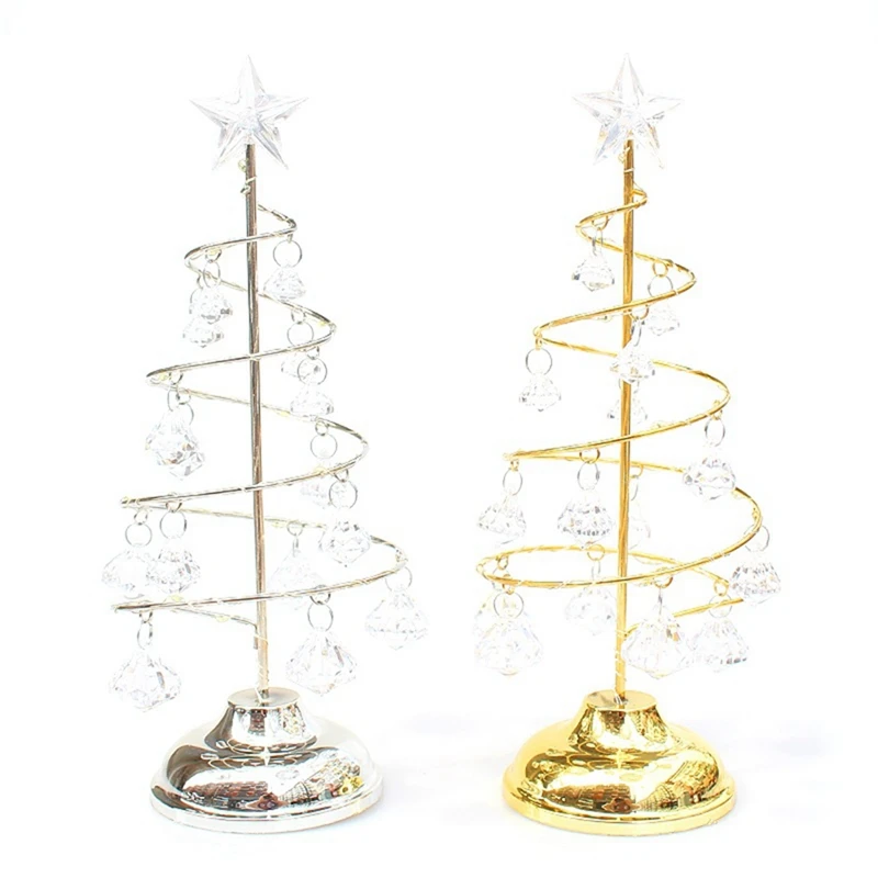 

Christmas Decoration Gift Electroplating Wrought Iron Tree LED Luminous Crystal Christmas Tree Crystal Table Decoration