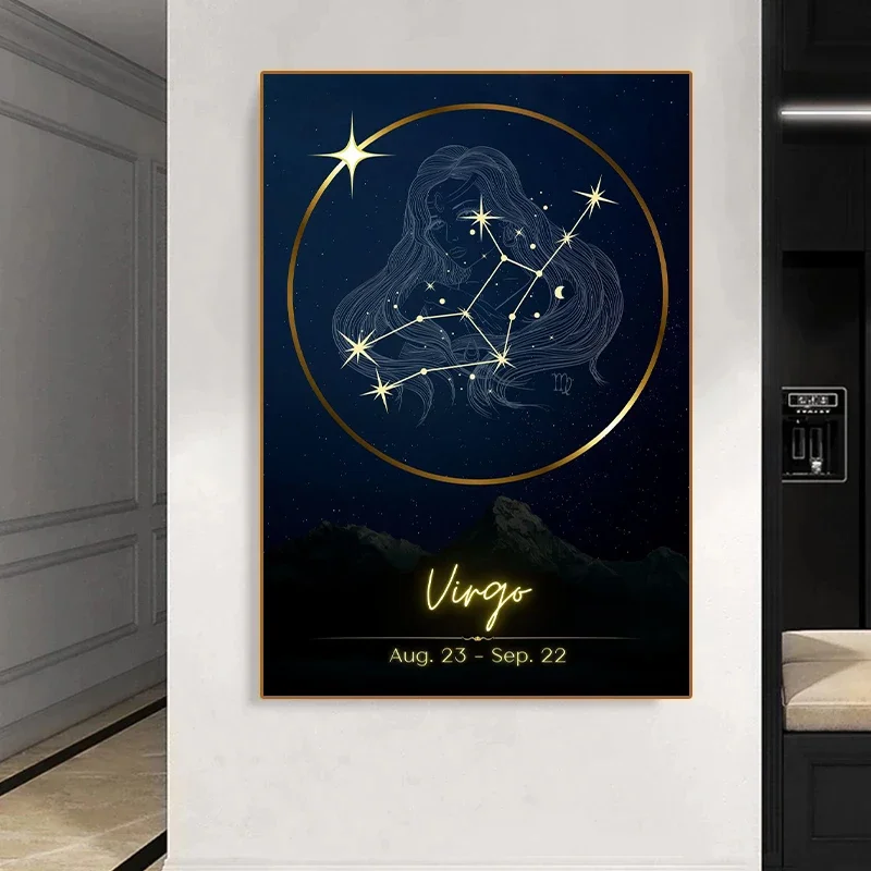 Плакат c созвездиями Capricorn Водолей рыбы Gemini Leo Virgo весы Скорпион Стрелец Картина на
