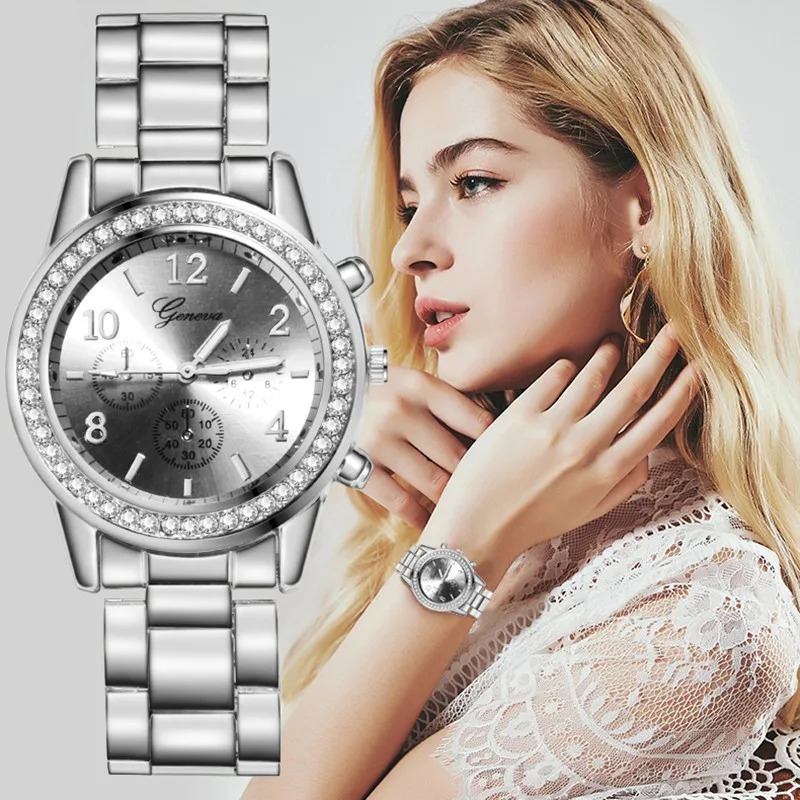 

Zegarek Damski Geneva Classic Luxury Watch Rhinestone Ladies Fashion Gold Watch Clock Reloj Mujer Montre Femme 2022