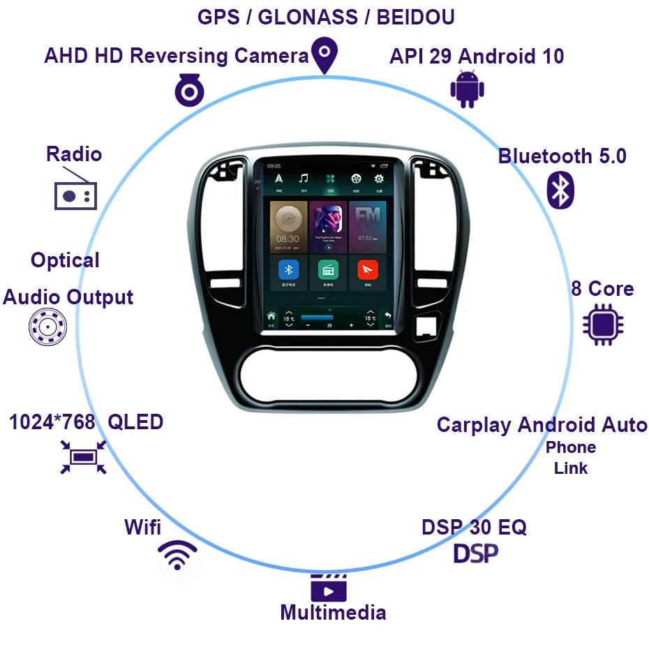 Автомобильная стереосистема Roadonline в стиле Tesla вертикальный экран 9 7 дюйма Android 10