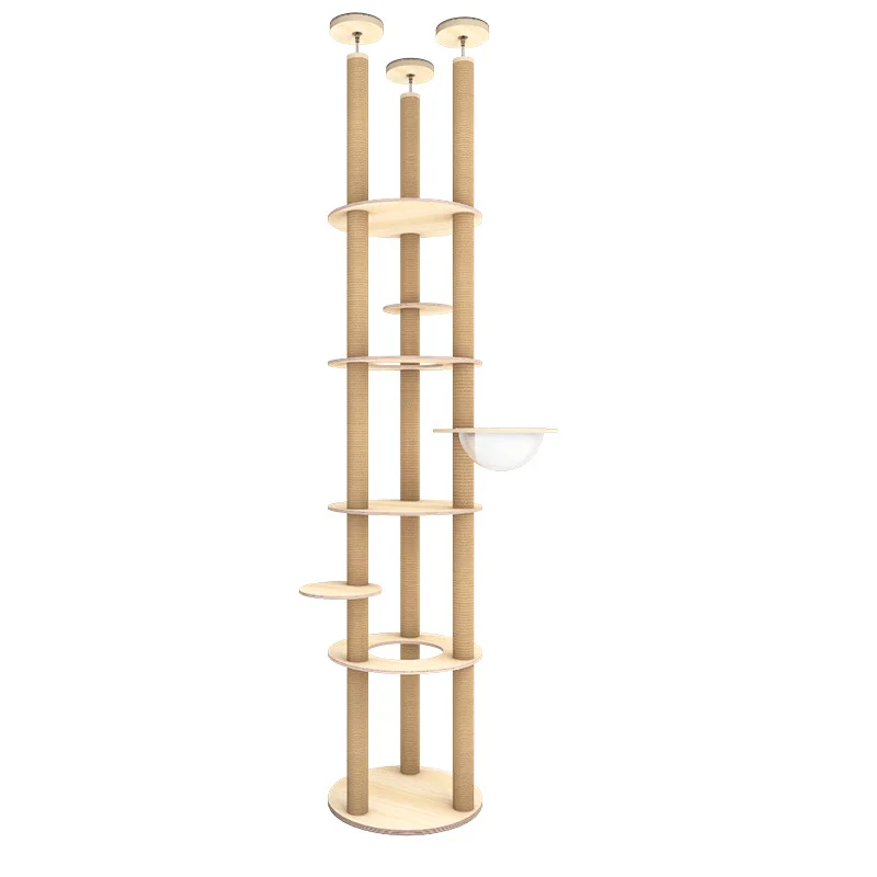 

Floor to ceiling Cat Tree Condo with Sisal Rope Scratching Post,Activity Tower for Cats Kittens Pet Play House Furniture