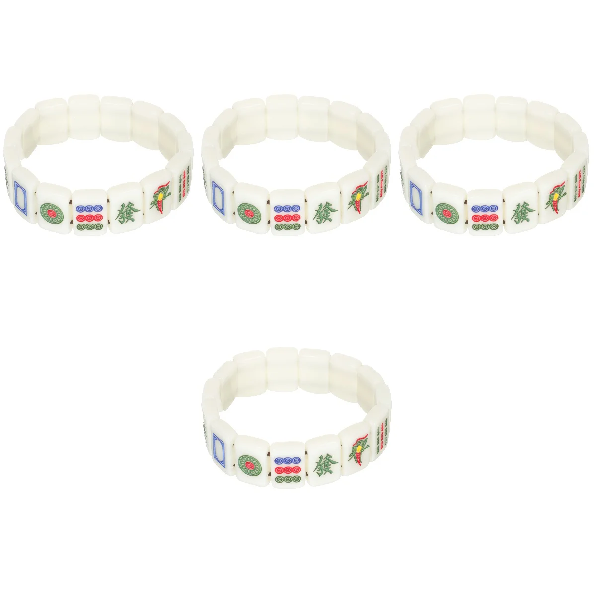 

4pcs Creativity Mahjong Bracelet Mahjong Stretchy Bracelet Mahjong Valentine Gift Bracelet
