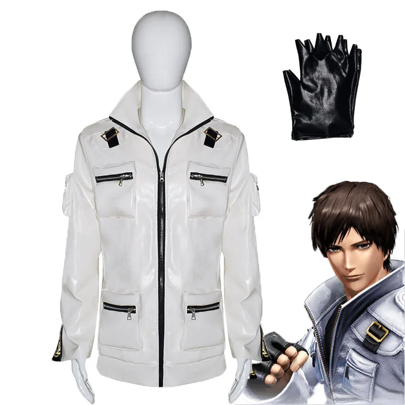 

Game The King of Fighters Figure Cosplay Costumes Kyo Kusanagi Role Play White Jacket Coat for Unisex Halloween Carnival Suit