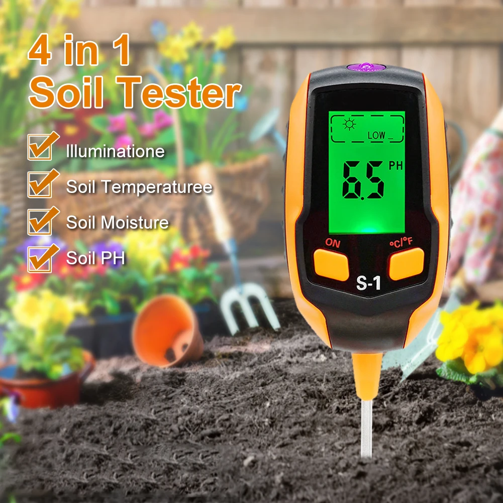 

Soil Meter Tester Soil PH/Moisture/Temperature/ Illumination/Environmental Humidity Sensor Monitor for Garden Plants 4/5 in 1