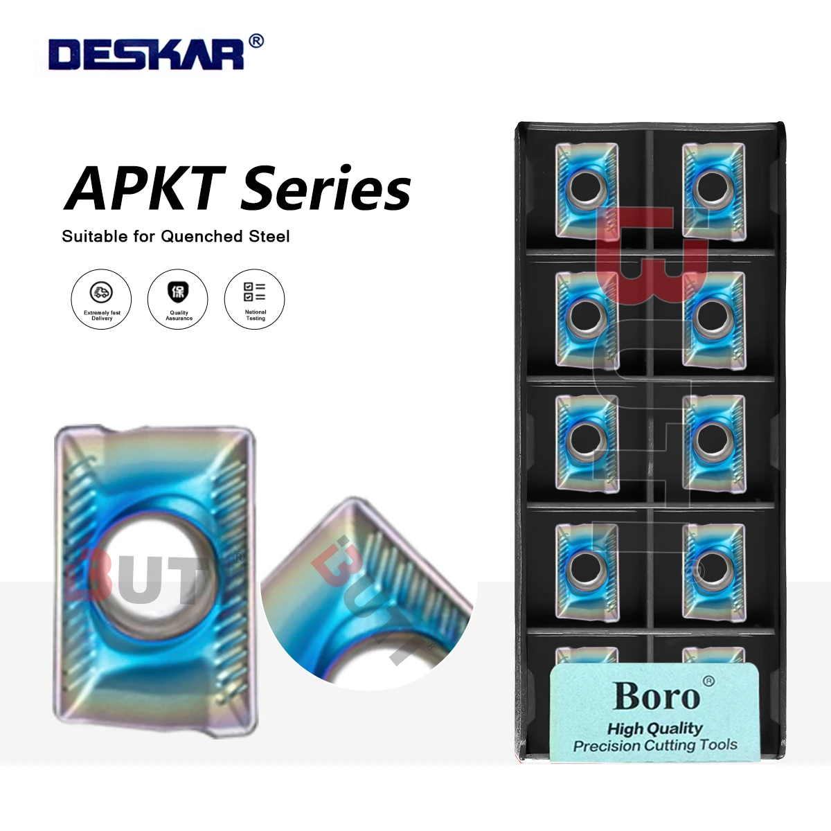 Фото Фрезерные пластины APKT1003PDTR TF618 DESKAR, 100% оригинальный инструмент, цветные фрезерные лезвия APKT для обработки закаленной стали, токарные лезвия №1