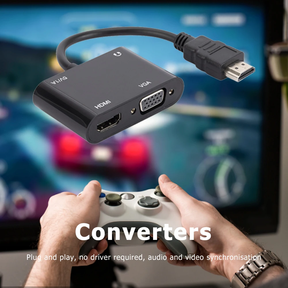 1 в 2 выхода HDMI-совместим с HDMI-совместимый адаптер VGA 3 5 мм аудио HD ТВ разветвитель