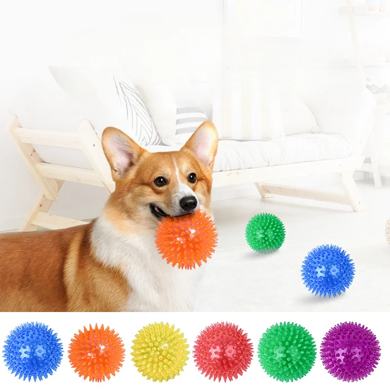 

6pcs/set Small Dog Pets Chewing Toy Molar Cleaning Tooth TPR Bite-Resistant Hedgehog Ball Puppy Interactive Play Puzzle Toys Pet