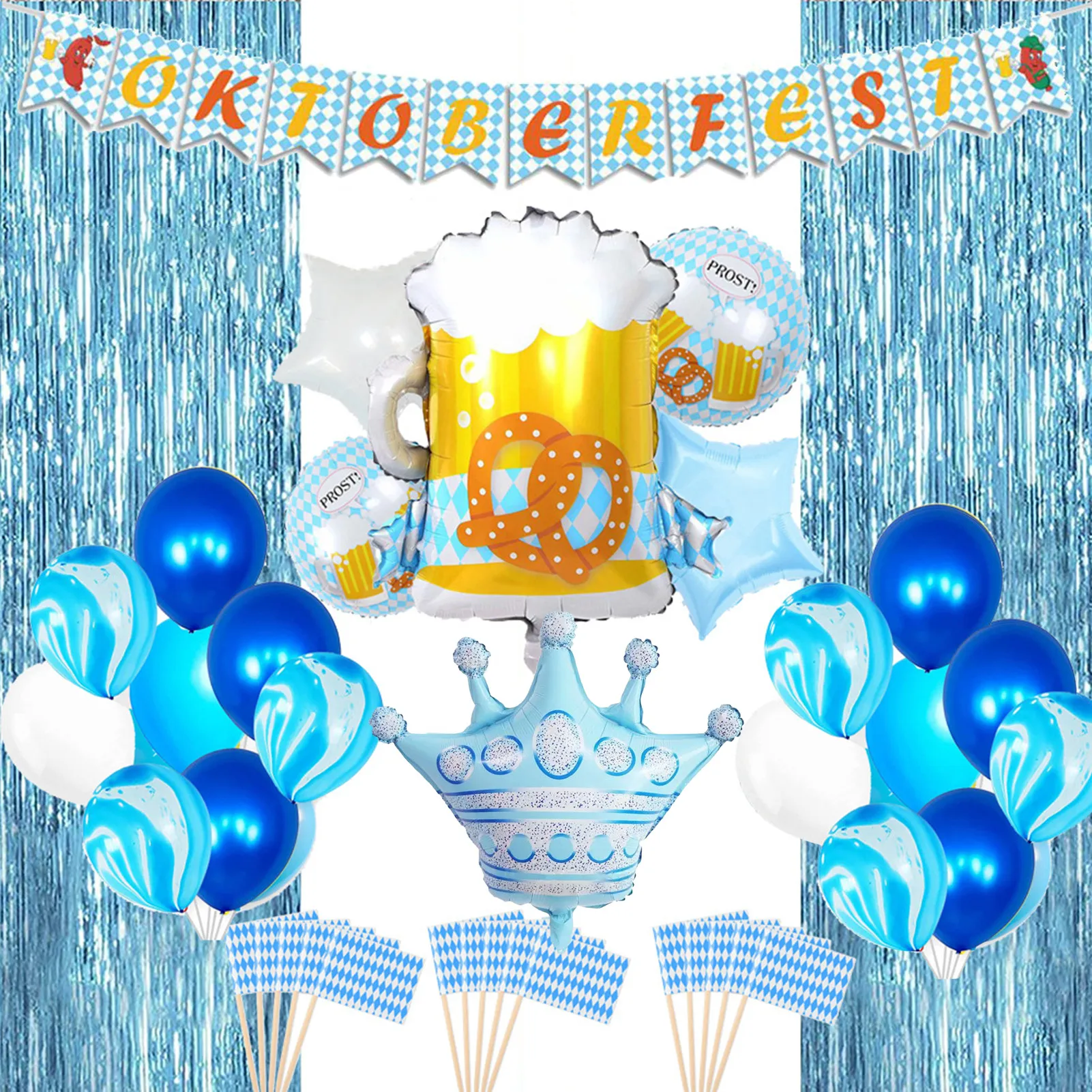 

Oktoberfest Party Decoration Beer Latex Confetti Balloons Set Pennant Spiral Banner Ornament Germany Festival Party Supplies