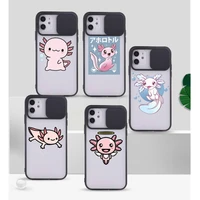axolotl cute cartoon phone case for iphone 12 11 8 7 se 2020 mini pro x xs xr max plus transparent camera protection cover
