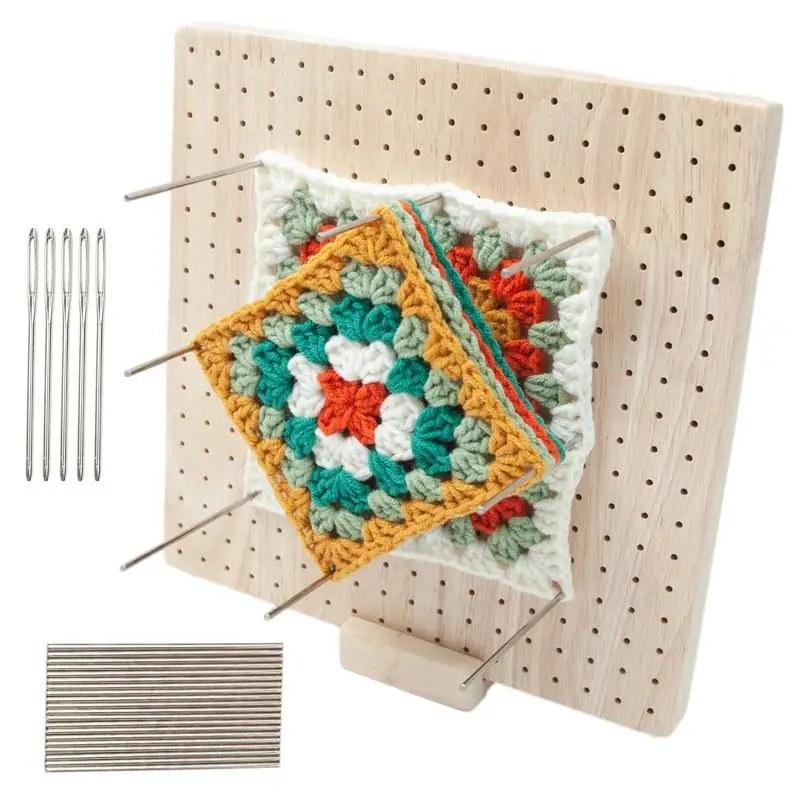 

Wooden Blocking Board Granny Square Crochet Board Crafting Accessories With 324 Small Holes For Setting Sewing Knitting Artworks