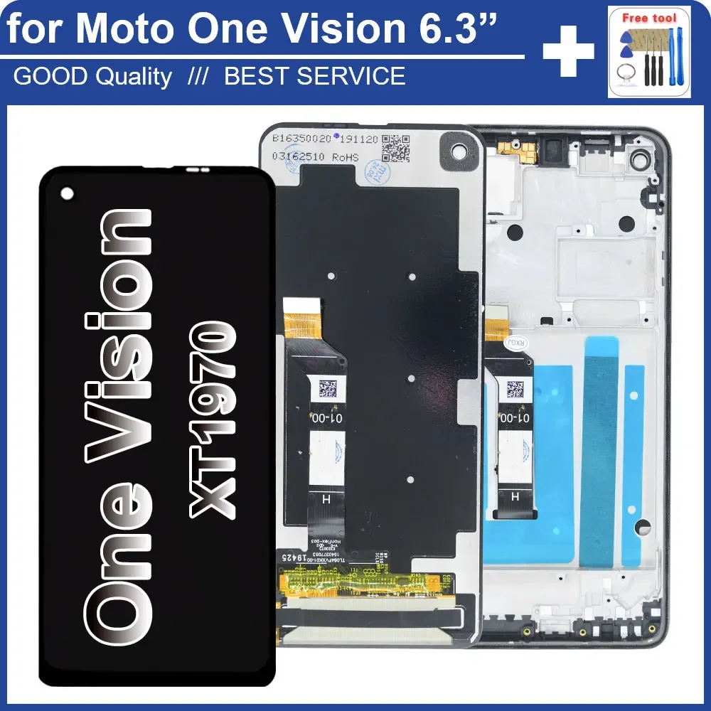 Фото AMOLED ЖК-дисплей для Motorola Moto One Vision XT1970, ЖК-дисплей, дигитайзер сенсорного экрана для Moto One Vision, замена ЖК-дисплея с рамкой №1
