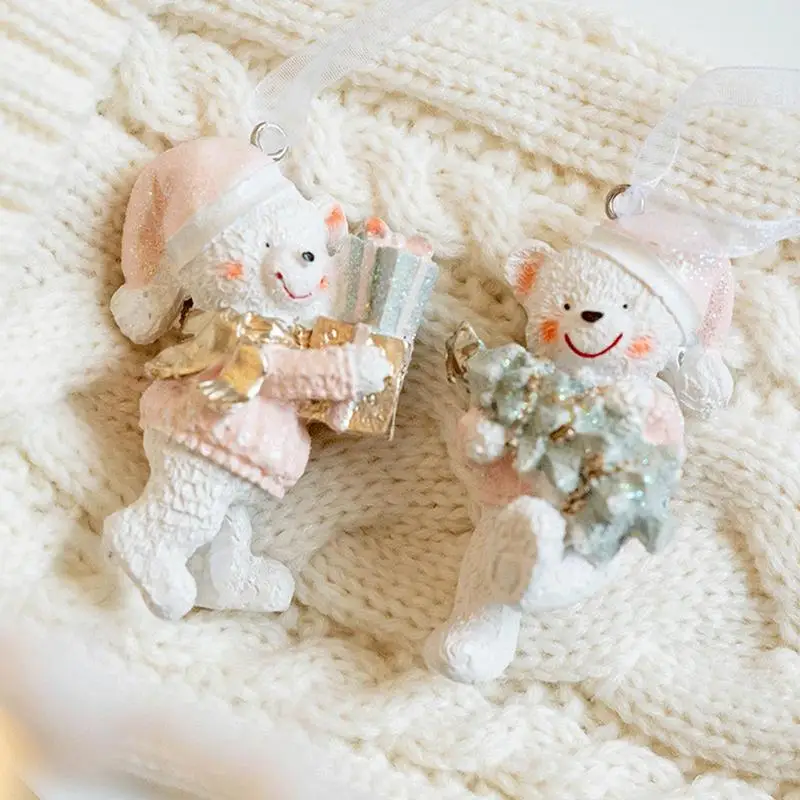 Медведи украшения для рождественской елки мультфильм смола 2X Рождественская