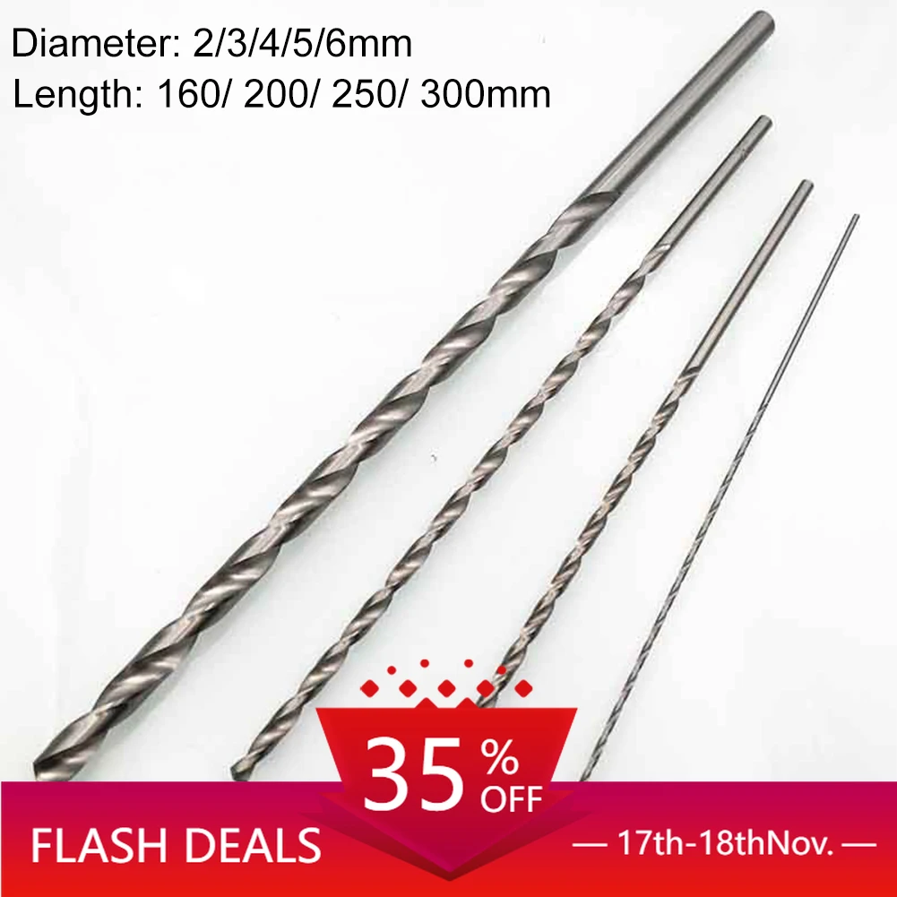 

HSS Drill Bits Set 2-6mm Diameter 160-300mm Length Straight Shank Twist Drill Bits Wood Aluminum Plastic Cutting Drilling Tools