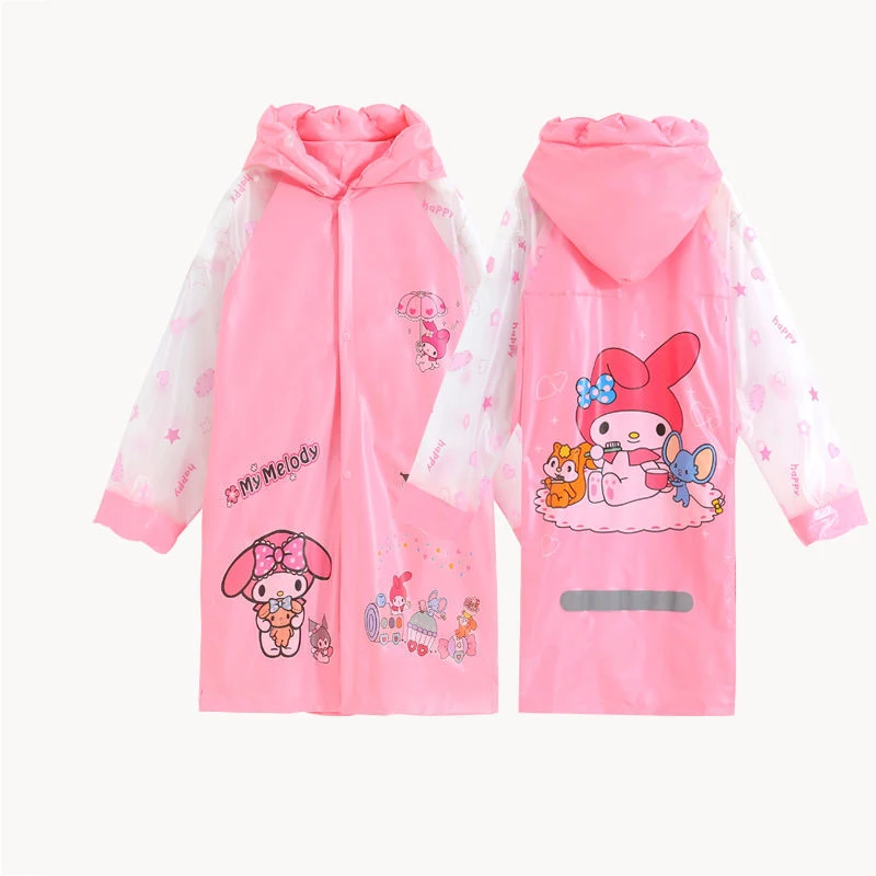 

Kawaii Sanrioed Kuromi My Melody Cinnamoroll детский дождевик с дополнительным полным школьным дождевиком мультяшный милый дождевик