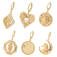 geometric drop earrings new fashion 2021 gold color hoop earrings for women ear rings for female inlaid zircon korean fashion
