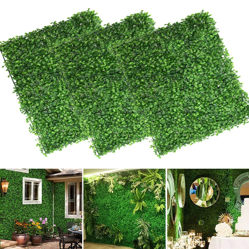 

5pcs Artificial Plants Grass Wall Backdrop Flowers wedding Boxwood Hedge Panels for Indoor/Outdoor Garden Wall Decor 25x25cm