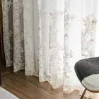 Роскошные тюлевые занавески с цветочной вышивкой для гостиной, кухни, балкона, белая вуаль для украшения, полупрозрачная ткань