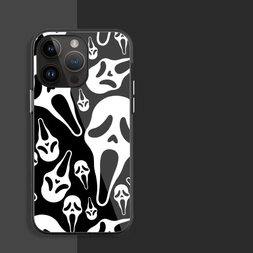 Чехол для телефона Ghostface iPhone 15 Pro Max 14 13 12 Mini 11 XR XS 8 7 Plus черные стеклянные чехлы Art