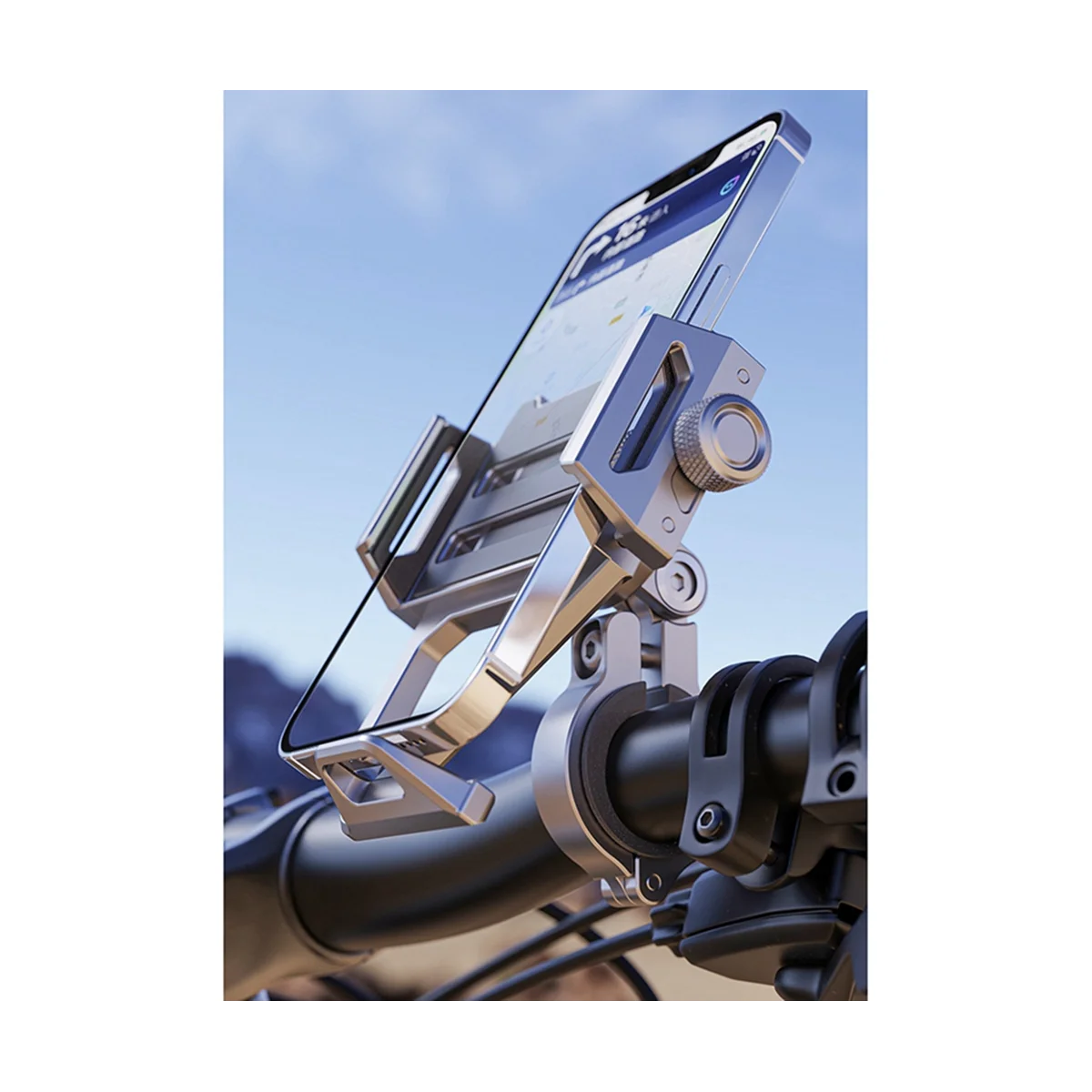 

Cell Phone Frame Aluminum Alloy Riding Shockproof Electric Motorcycle Navigation Universal Bicycle Bracket, Silver
