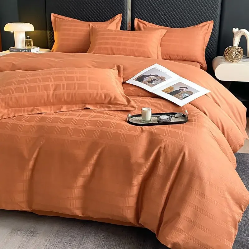 Хлопковый жаккардовый сатиновый Комплект постельного белья из четырех