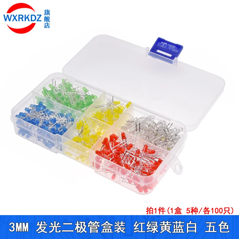 500 шт./кор. F3 мм DIP светодиодный комплект светодиодов 5 цветов миниатюрный