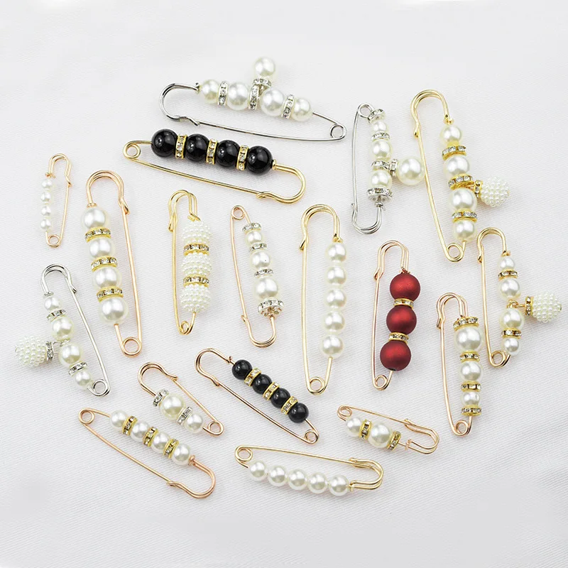 Women's Clothing Brooch Set Pearl Rhinestone Brooches for Women Lapel Pin Tightening Waist Pin Diy Accessories