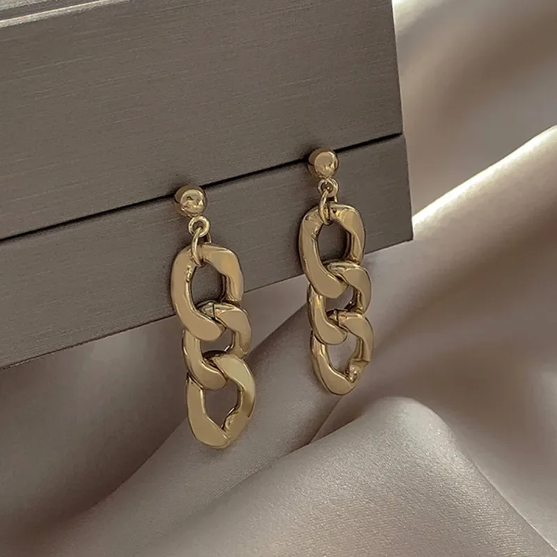 

Simplicity Female Lock Chain Earrings Jewelry For Women Girl Friendship Gifts